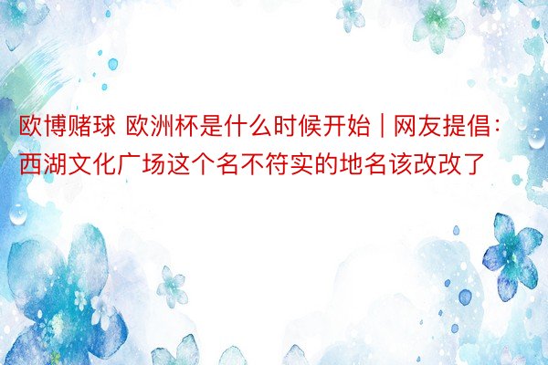 欧博赌球 欧洲杯是什么时候开始 | 网友提倡：西湖文化广场这个名不符实的地名该改改了